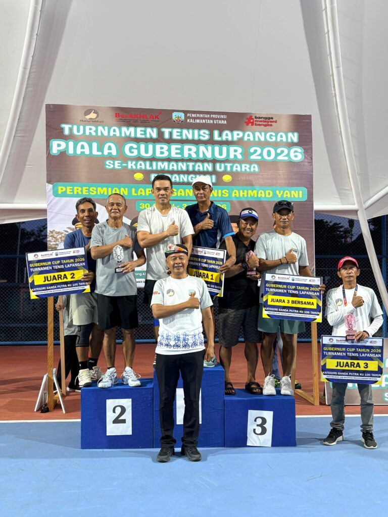 Turnamen Tenis Piala Gubernur Kaltara 2026 Resmi Ditutup, Sekprov Raih Juara 1 GPA KU 100 Tahun